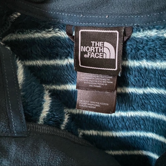 The North Face Osito Fuzzy Blue Stripe Jacket Women's Small - Picture 3 of 4
